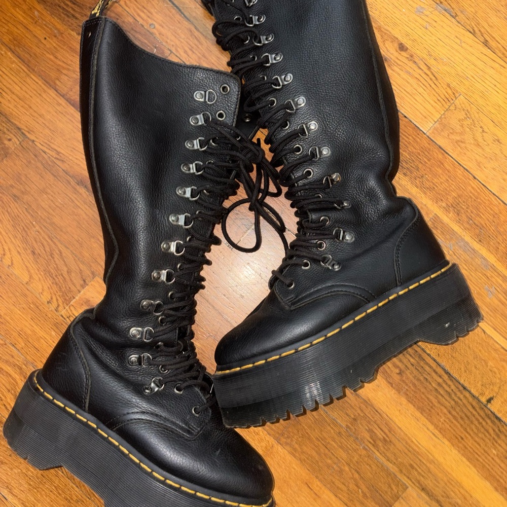 Women’s Black Lace-Up Platform Combat Boots